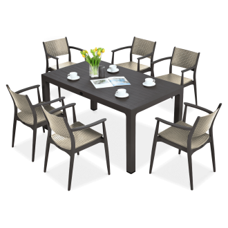 Meble jadalniane Novussi SEGINUS 6+1 Brown/Desert Brown