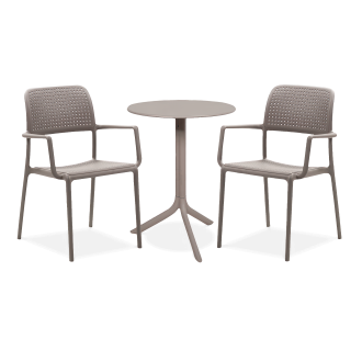 zestaw krzeseł i stolika w kolorze brązowym na balkon lub taras