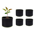 zestaw pięciu doniczek materiałowych w kolorze czarnym