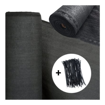 siatka cieniująca ogrodowa w kolorze czarnym w zestawie z opaskami od hardmaister