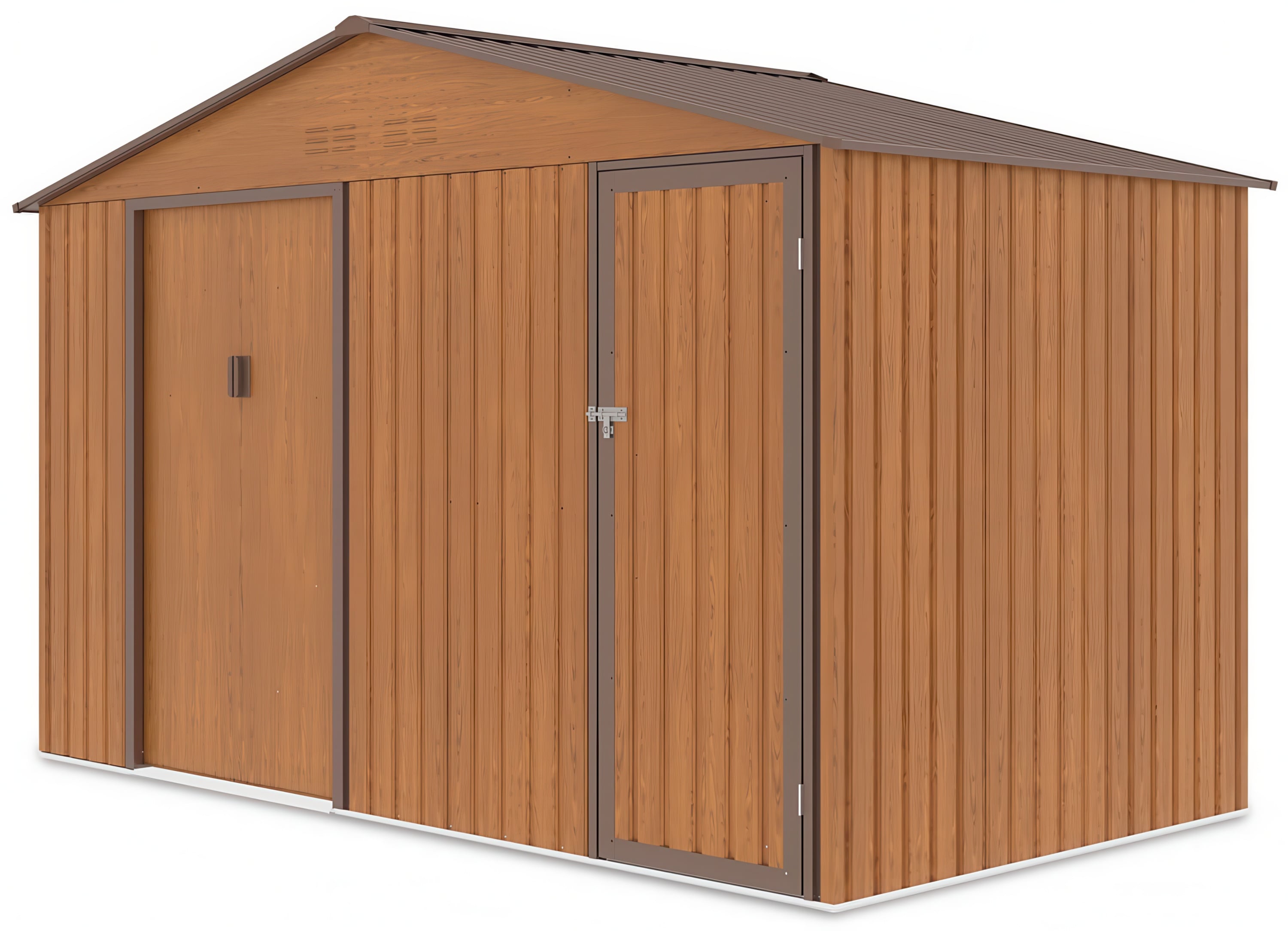 Zdjęcie z boku domku narzędziowego FALCON Oak Brown