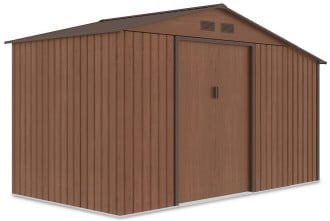 Widok na boczną ścianę domku na narzędzia MADISON 342x191cm Walnut
