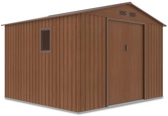 Widok na bok domku narzędziowego HUDSON 277x255cm Walnut, z oknem