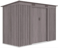 Widok z boku metalowego domku narzędziowego OREGON o wymiarach 261x121cm