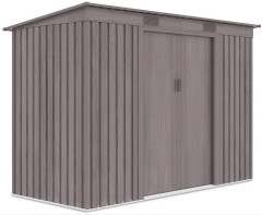 Widok z boku metalowego domku narzędziowego OREGON o wymiarach 261x121cm