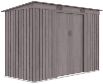 Widok z boku metalowego domku narzędziowego OREGON o wymiarach 261x121cm