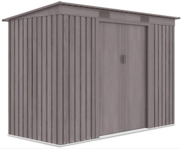 Widok z boku metalowego domku narzędziowego OREGON o wymiarach 261x121cm