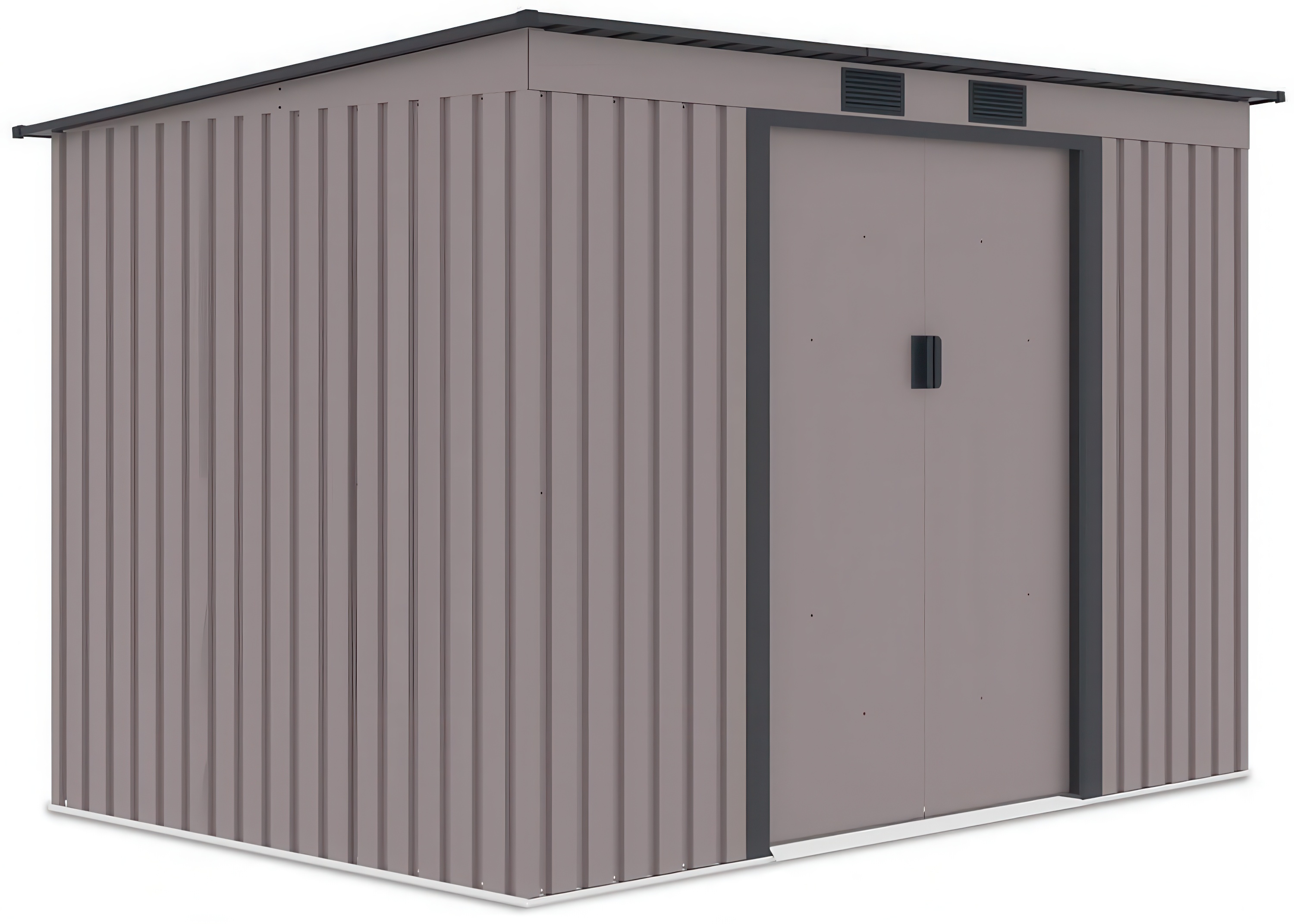 Widok z boku metalowego domku narzędziowego OREGON o wymiarach 261x181cm