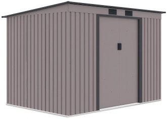 Widok z boku metalowego domku narzędziowego OREGON o wymiarach 261x181cm