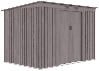 Widok z boku metalowego domku narzędziowego OREGON o wymiarach 261x181cm