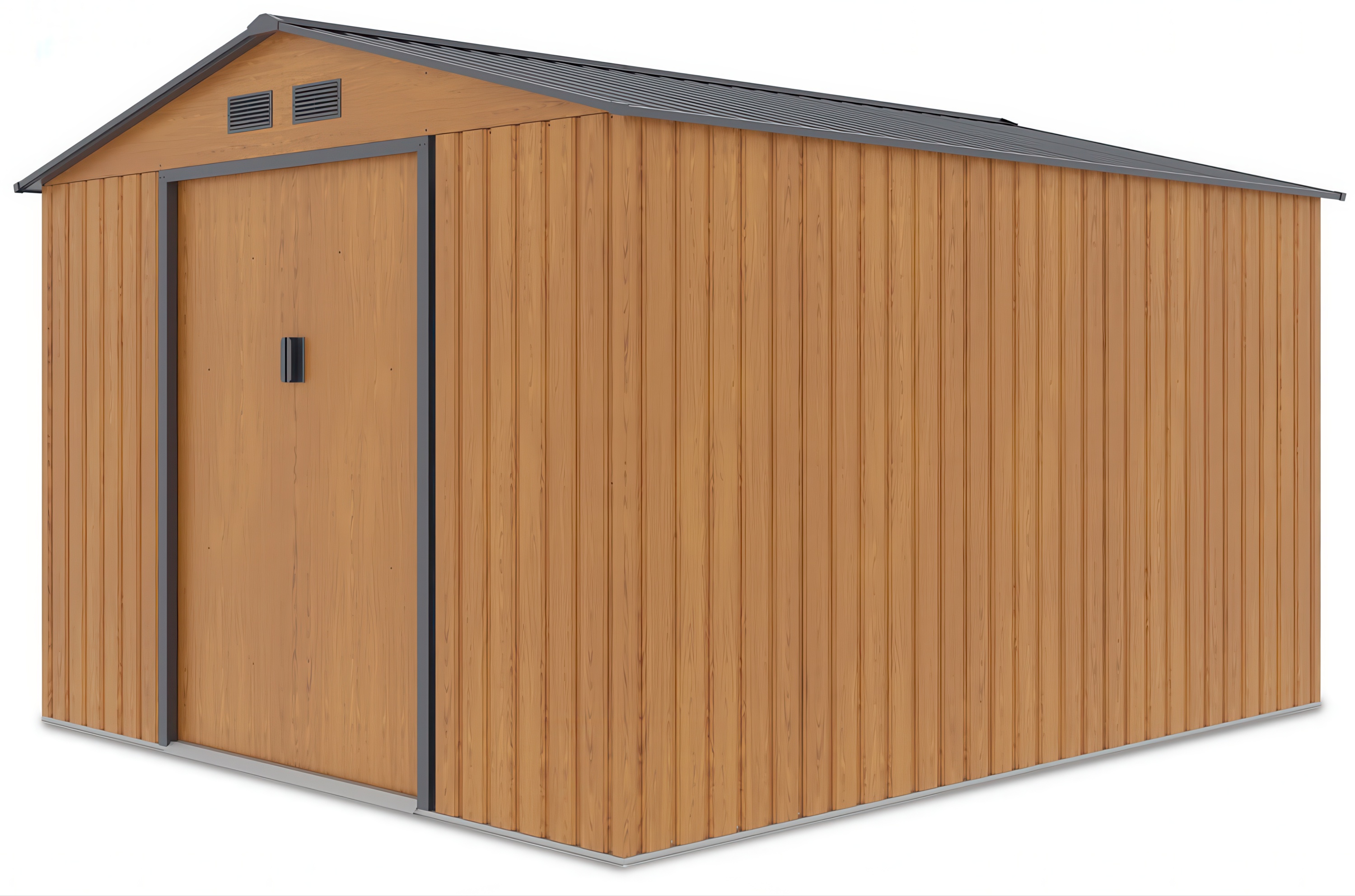 Widok na boczną ścianę domku narzędziowego Hudson 277x319cm Oak Grey