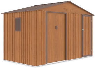 Zdjęcie z boku domku narzędziowego FALCON Oak Brown - Hardmaister
