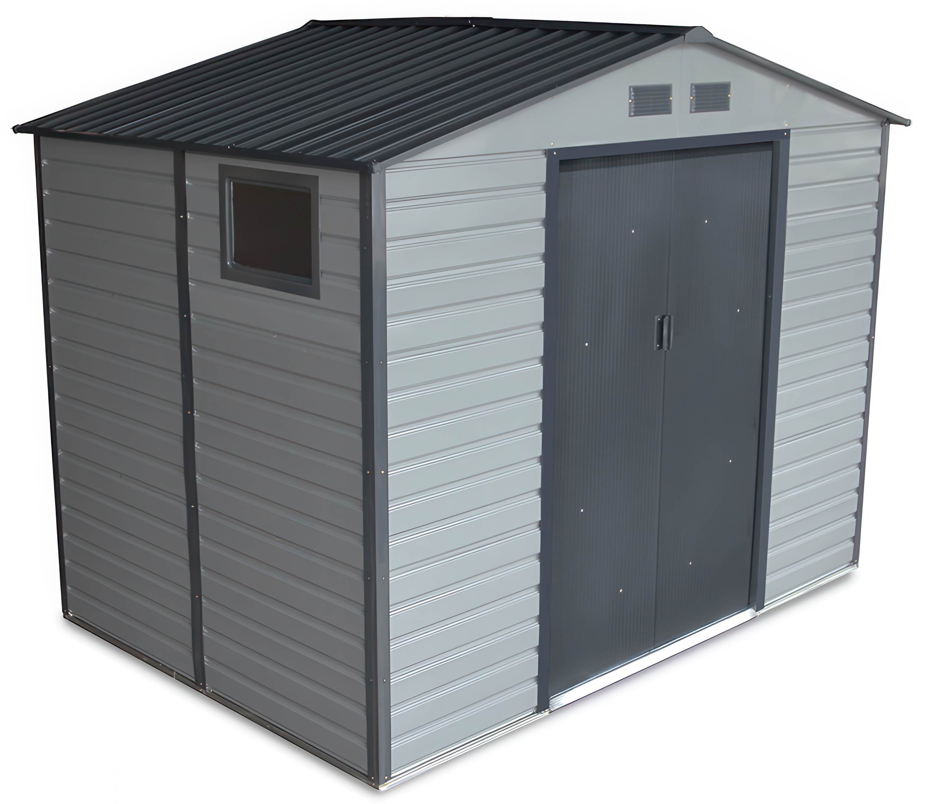 Widok z boku na domek ogrodowy Montreal 277x195cm Light Grey