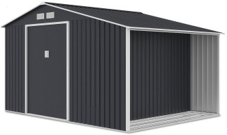 Widok domku narzędziowego MADISON 342x255cm od strony drewutni 