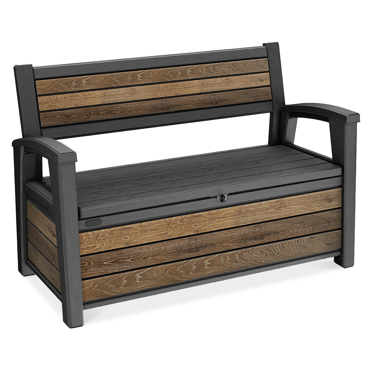 Funkcjonalna skrzynia ogrodowa pełniąca funkcję ławki ogrodowej dla 2 osób