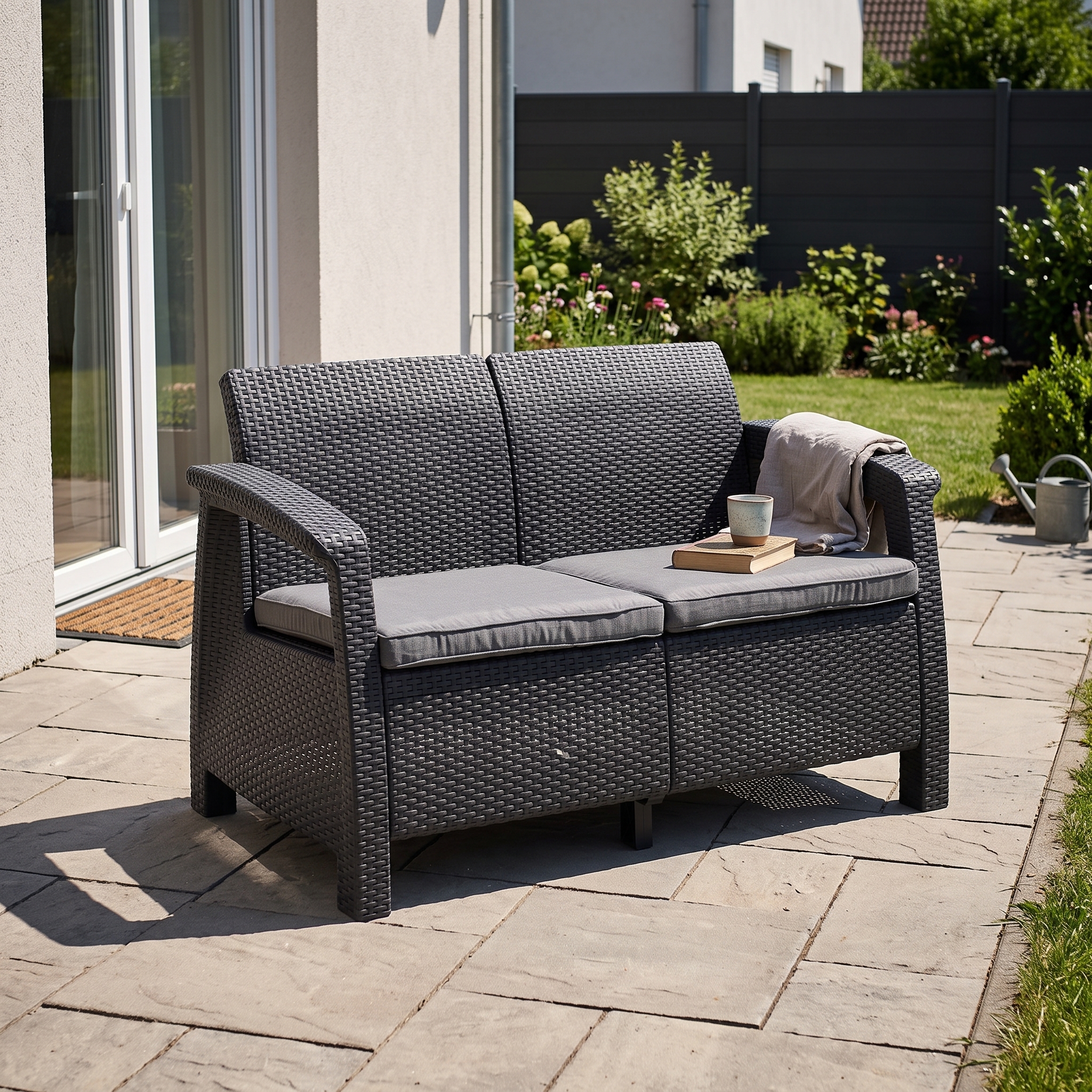 Sofa ogrodowa CORFU LOVE SEAT Graphite — aranżacja