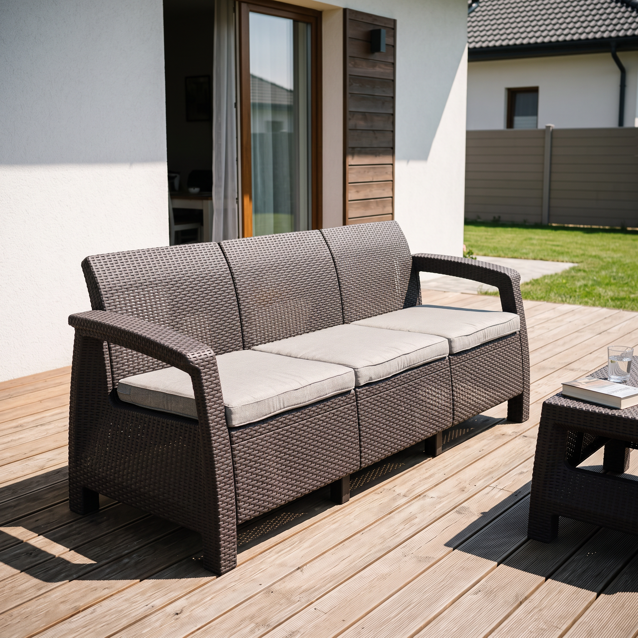 Sofa ogrodowa CORFU LOVE SEAT MAX Brown — aranżacja