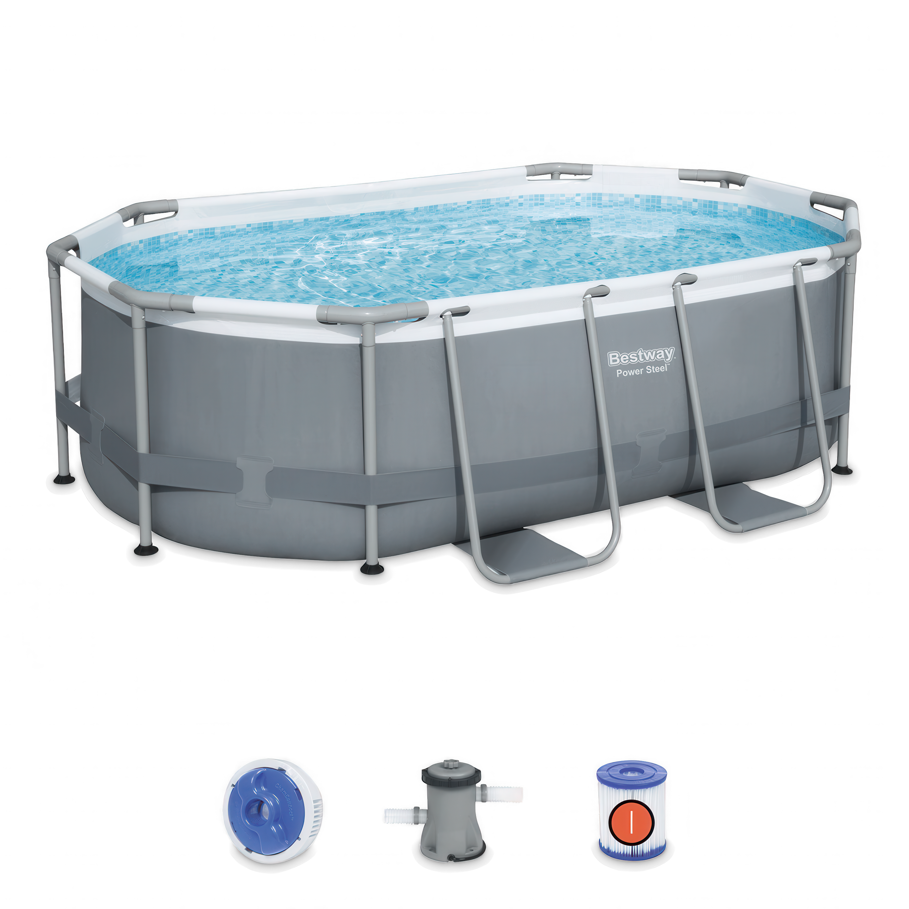 Solidny basen z niezbędnymi akcesoriami dołączonymi do zestawu