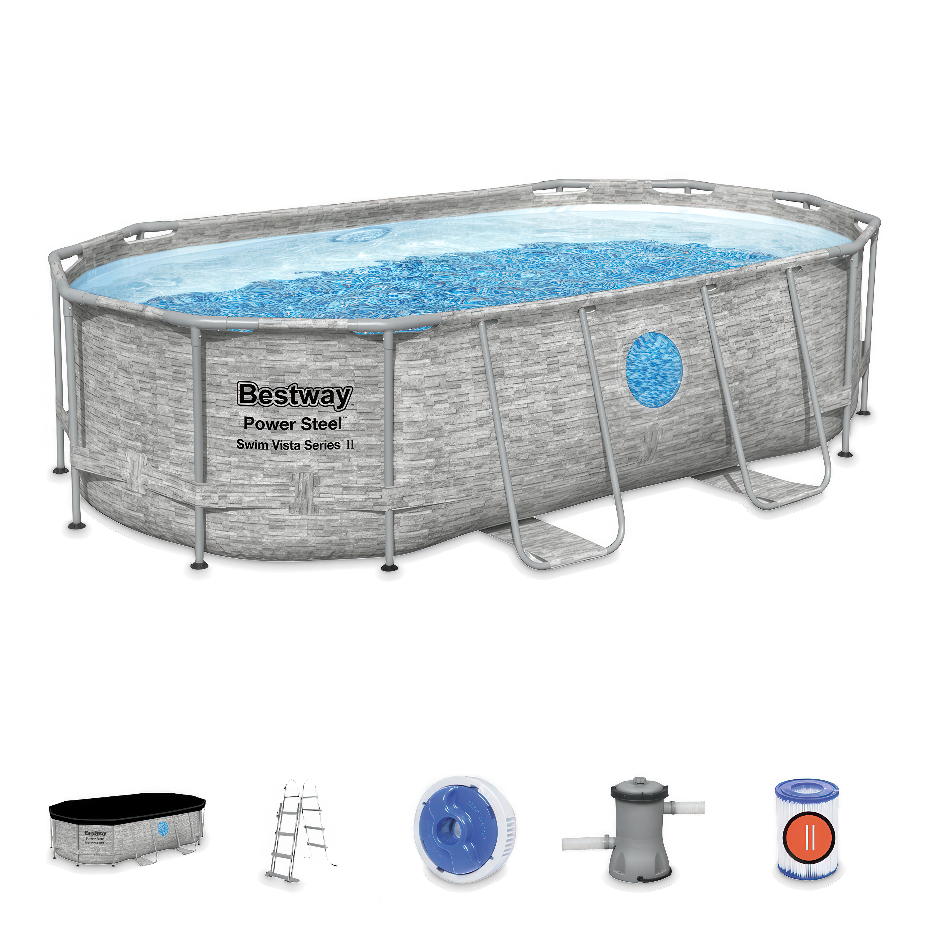 Solidny basen z niezbędnymi akcesoriami dołączonymi do zestawu