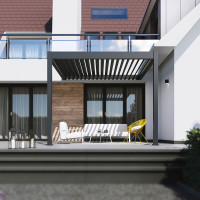 Automatyczna pergola przyścienna z oświetleniem LED 3x3 ELEGANCE WALL AUTOMATIC, Anthracite - Gutroof