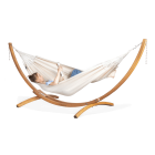 stojak do hamaka dwuosobowego w kolorze jasnego drewna