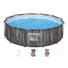 okrągły basen na stelażu w zestawie z drabiną, pompą oraz filtrem