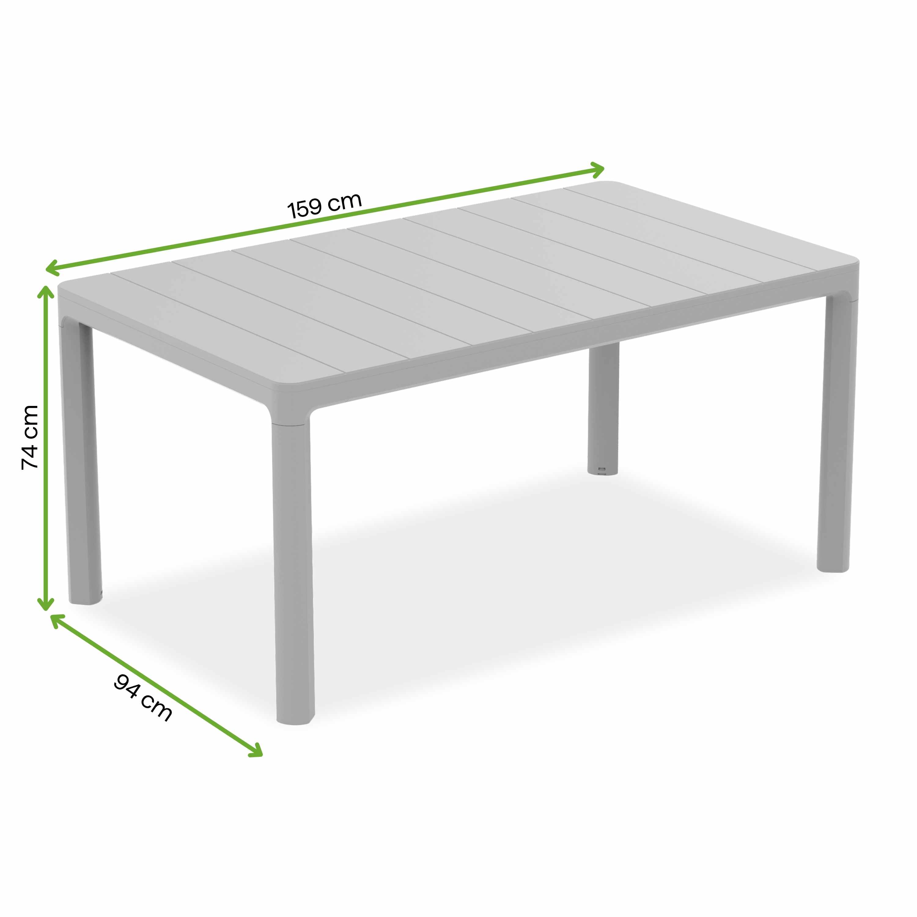 St&oacute;ł ogrodowy SCANDI DINING Storm grey Keter z wymiarami 159x94x74 cm