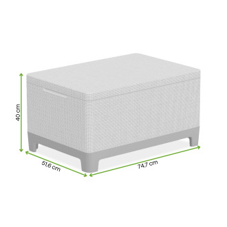 Grafika z wymiarami produktu stolik Scandi storage table Ash grey-Soft beige Keter