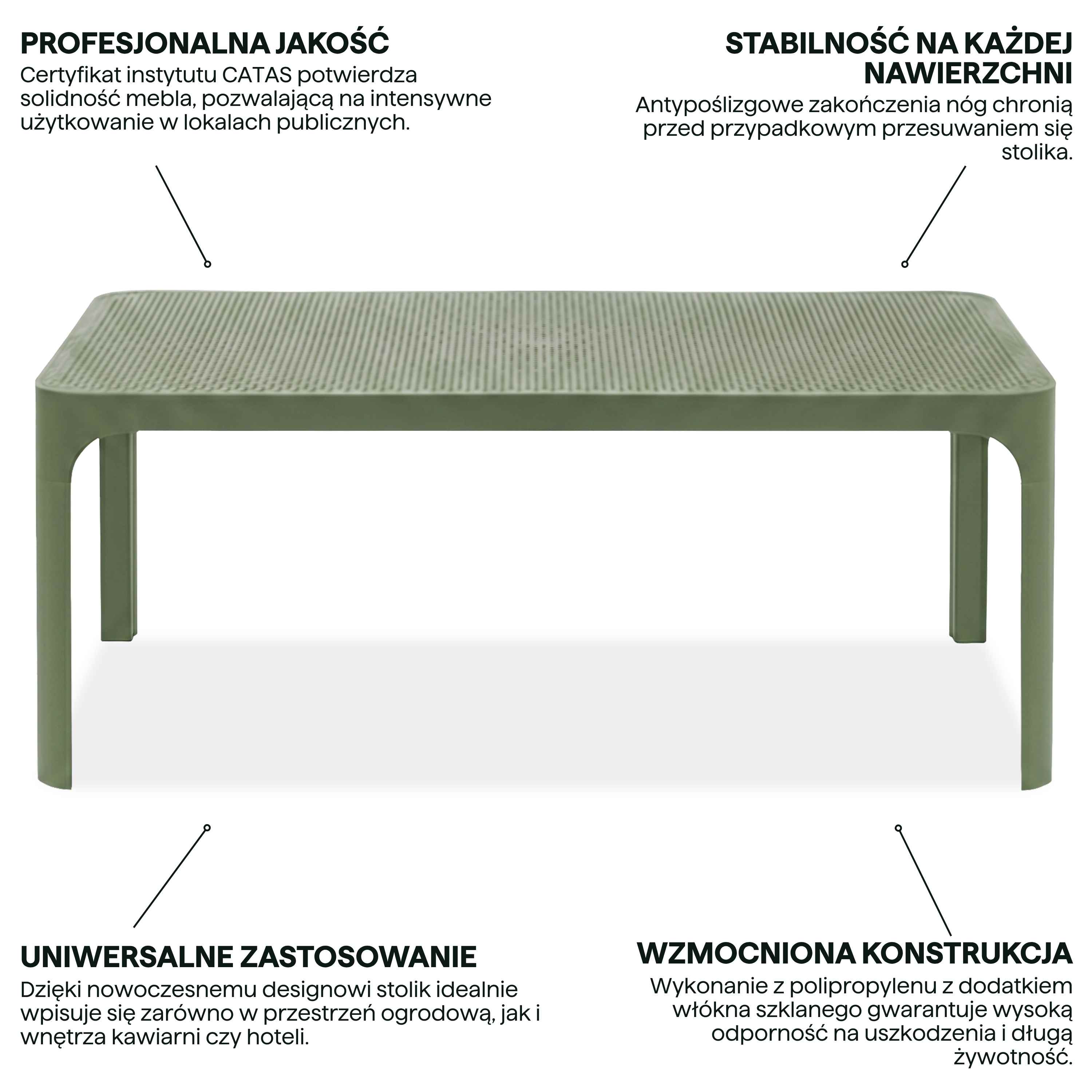 Ażurowa struktura i tworzywo stolika Nardi NET 100