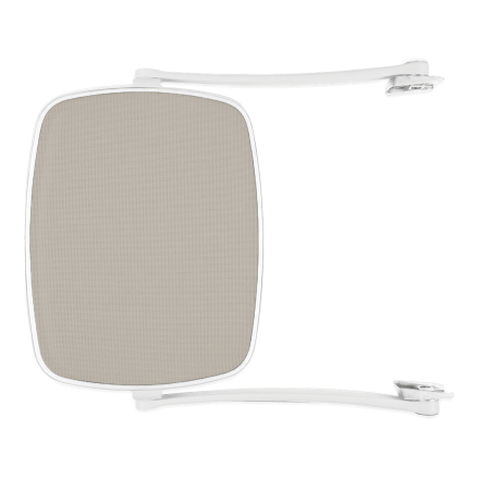 biały daszek do leżaka ogrodowego z brązowym daszkiem