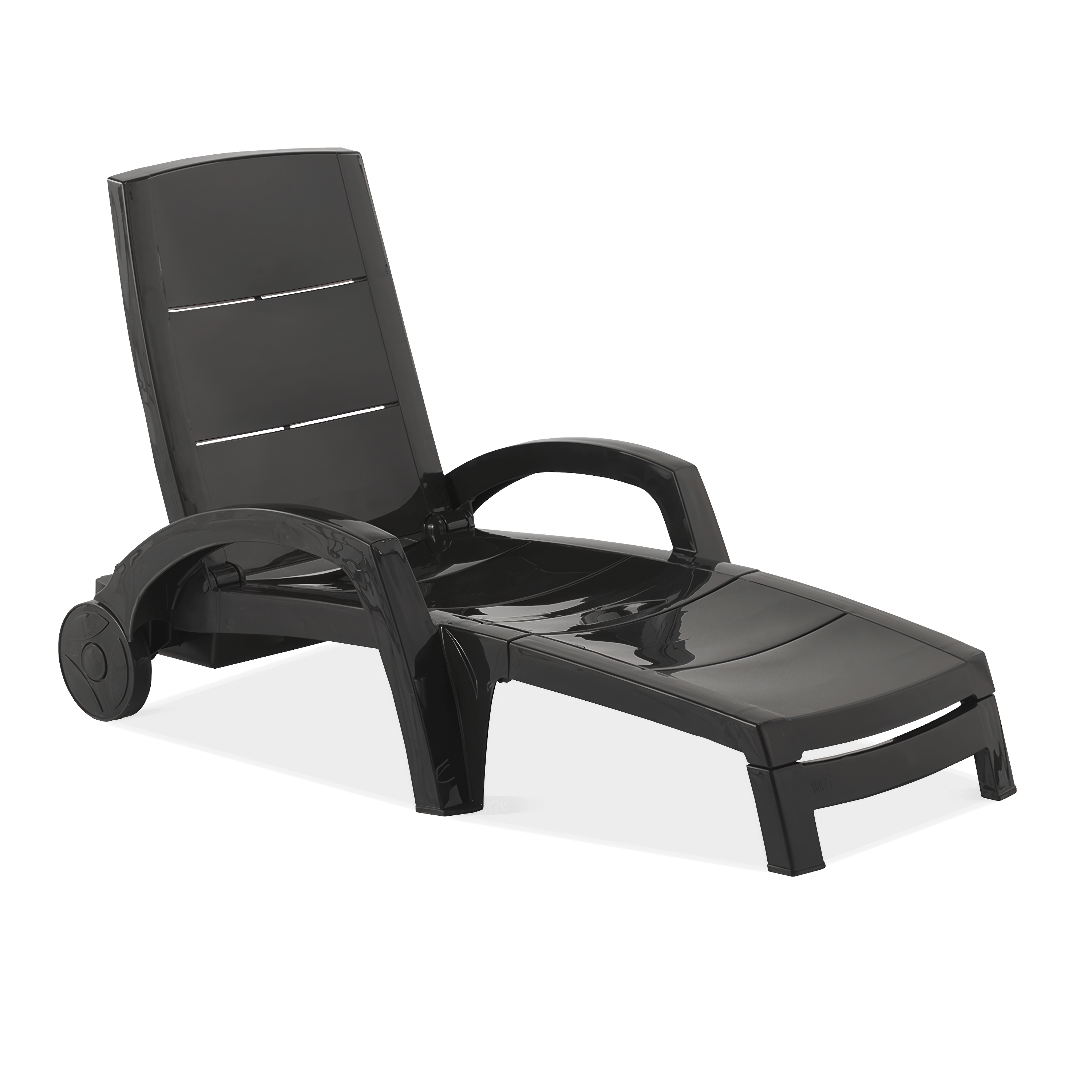 Leżak ogrodowy ocean w kolorze antracytowym na ogrodzie w słoneczny dzień