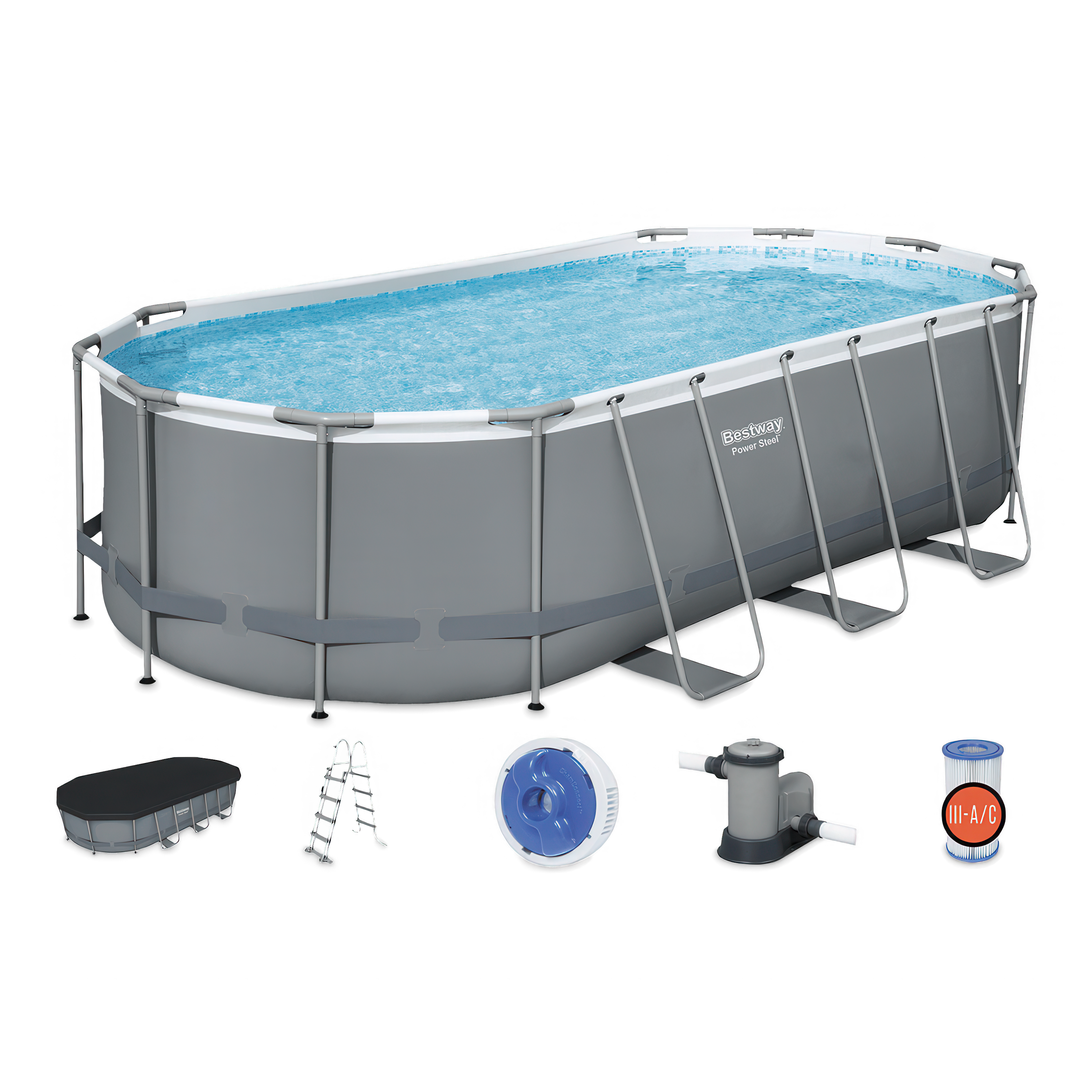 zestaw basenowy z pokrywą z drabiną z dozownikiem z pompą filtrującą i filtrami