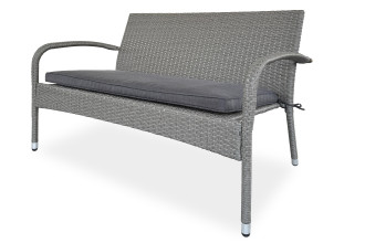 Szara sofa technorattana na stalowej konstrukcji malowanej proszkowo