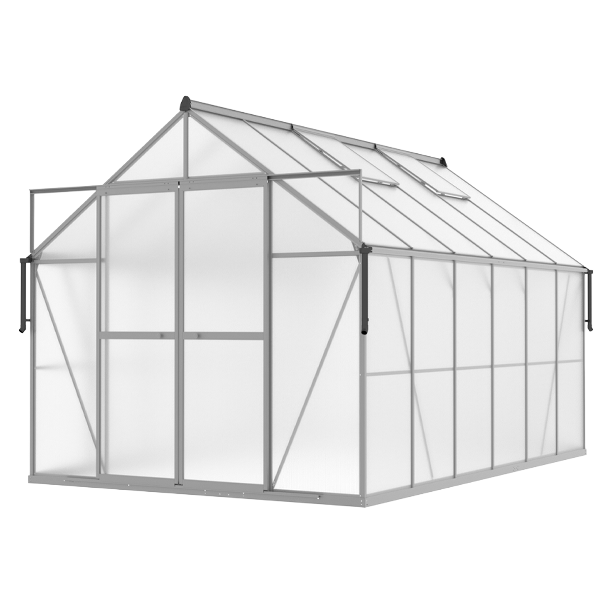 Aranżacja srebrnej szklarni z poliwęglanu 