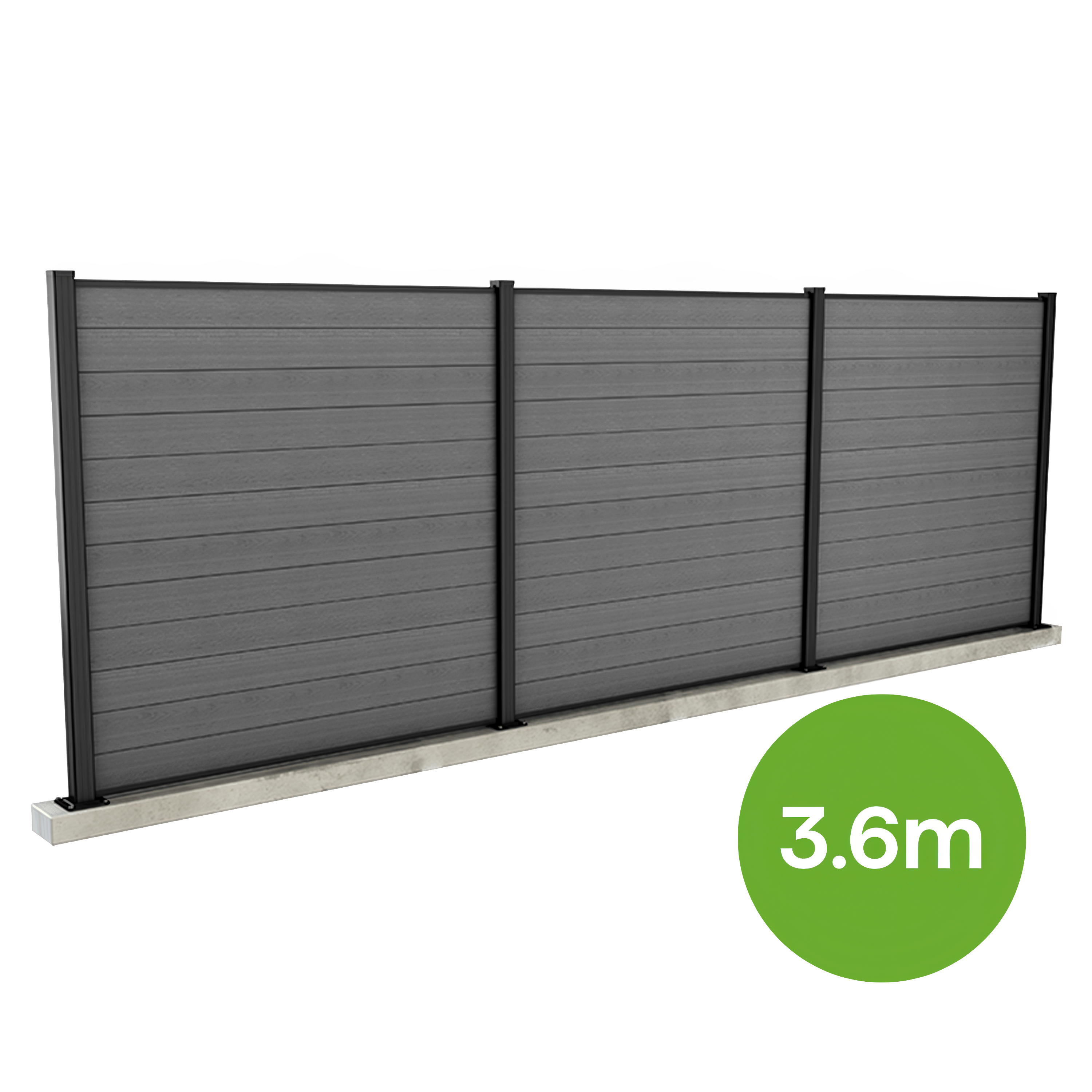 Szare, nowoczesne ogrodzenie 3,6 m do mocowania na utwardzonej powierzchni – Keter miniatura