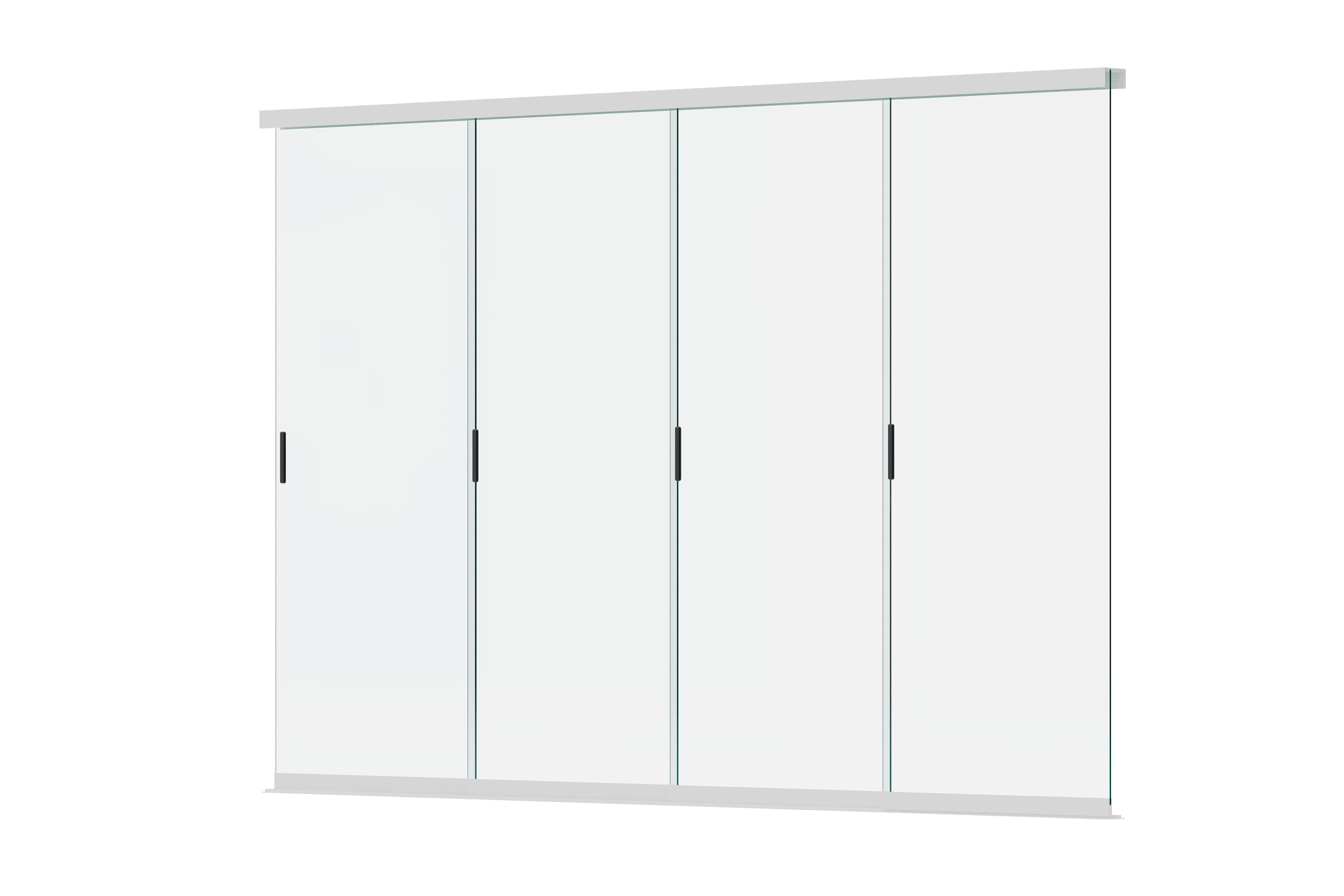 Szklane drzwi przesuwne do pergoli białe ujęcie pod kątem system panelowy aluminiowa prowadnica 