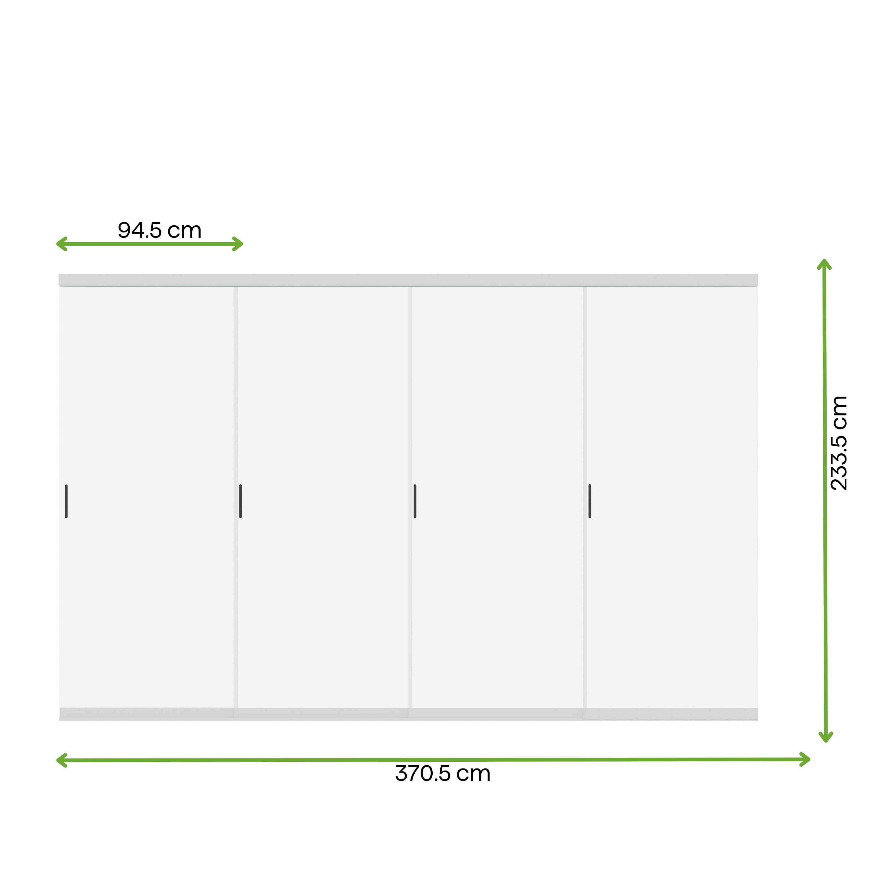 Szklane drzwi przesuwne do pergoli wymiary 370,5 cm szerokość 233,5 cm wysokość system panelowy