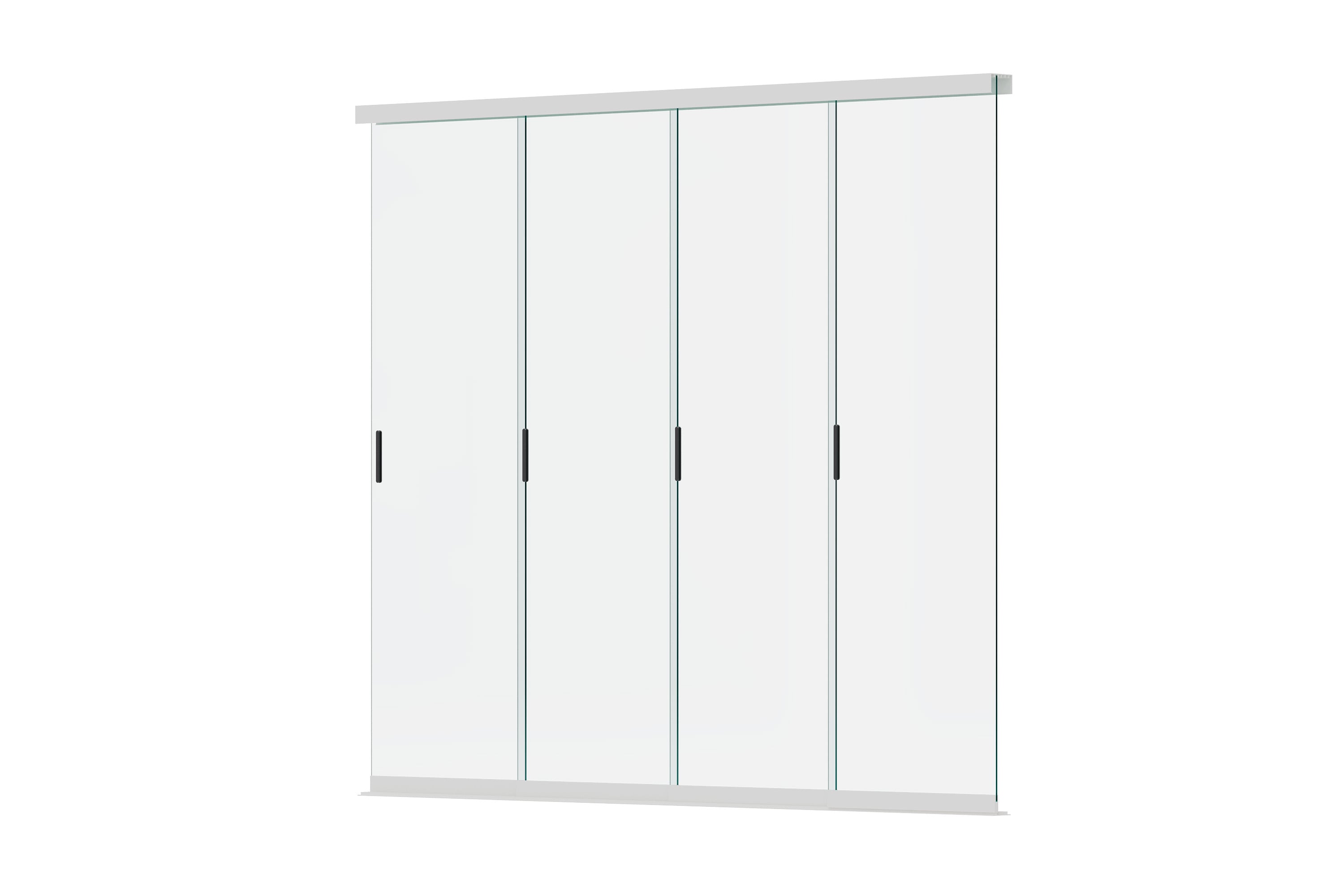 Szklany panel przesuwny do pergoli biały widok pod kątem aluminiowa rama system przesuwny 