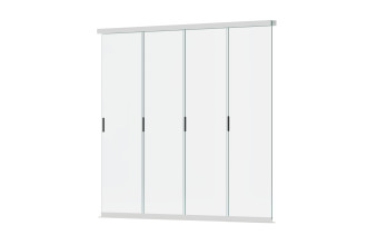 Szklany panel przesuwny do pergoli biały widok pod kątem aluminiowa rama system przesuwny 