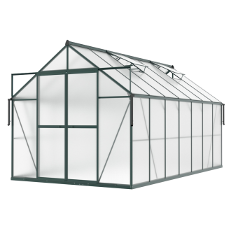 aranżacja ciemno zielonej szklarni na pomidory