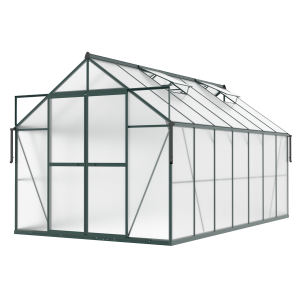 aranżacja ciemno zielonej szklarni na pomidory