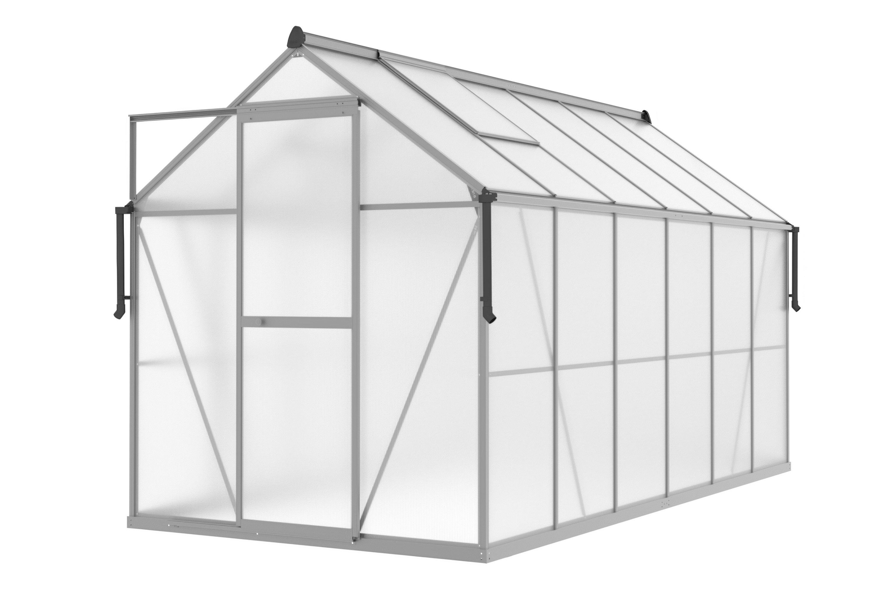 Srebrna, nowoczesna szklarnia Slide-In 183x361 w kolorze srebrnym