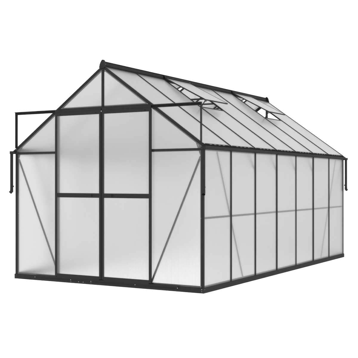 aranżacja czarnej szklarni z poliwęglanu "slide in" 