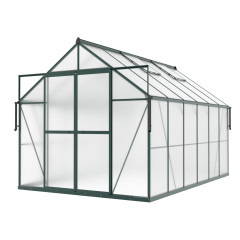 widok z lekkiego kąta na dużą szklarnię z czterema oknami wentylacyjnymi slide-in new 244x370