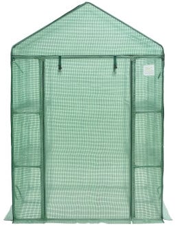 Szklarnia tunel foliowy 8 półek 140x140 cm kolor zielony od Cultivo widok na tył