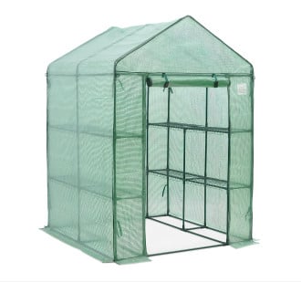 Szklarnia tunel foliowy 8 półek 140x140 cm kolor zielony od Cultivo widok boczny