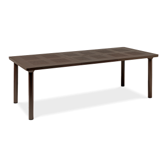 brązowy stół ogrodowy