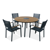 Ogrodowy zestaw jadalniany TACOMA Fi120/4+1 Graphite - Focus Garden