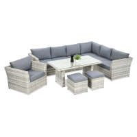 Narożnik technorattan MONIZ DINING PLUS White Grey