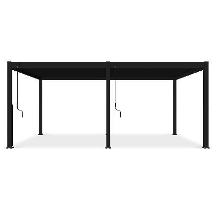 antracytowa pergola deluxe 3.6x6 stojąca na tarasie w słoneczny dzień